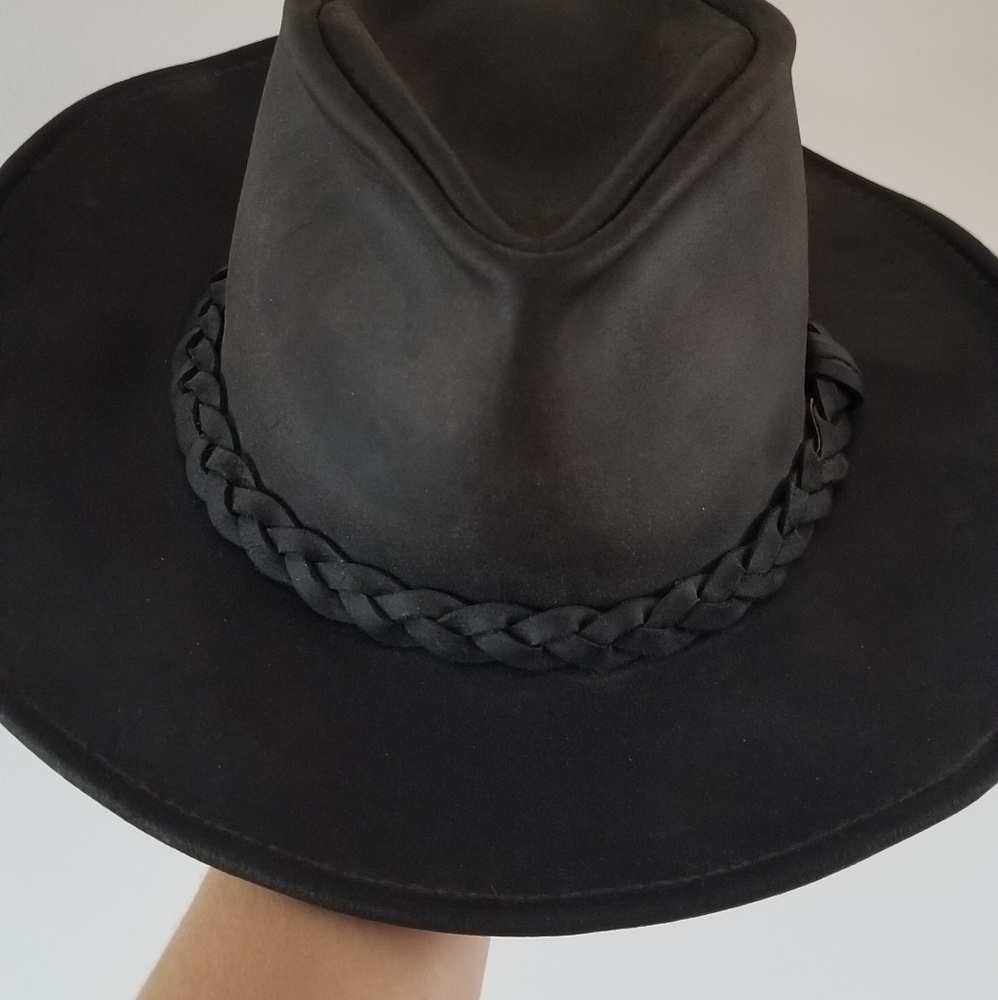 USA made leather hat size L